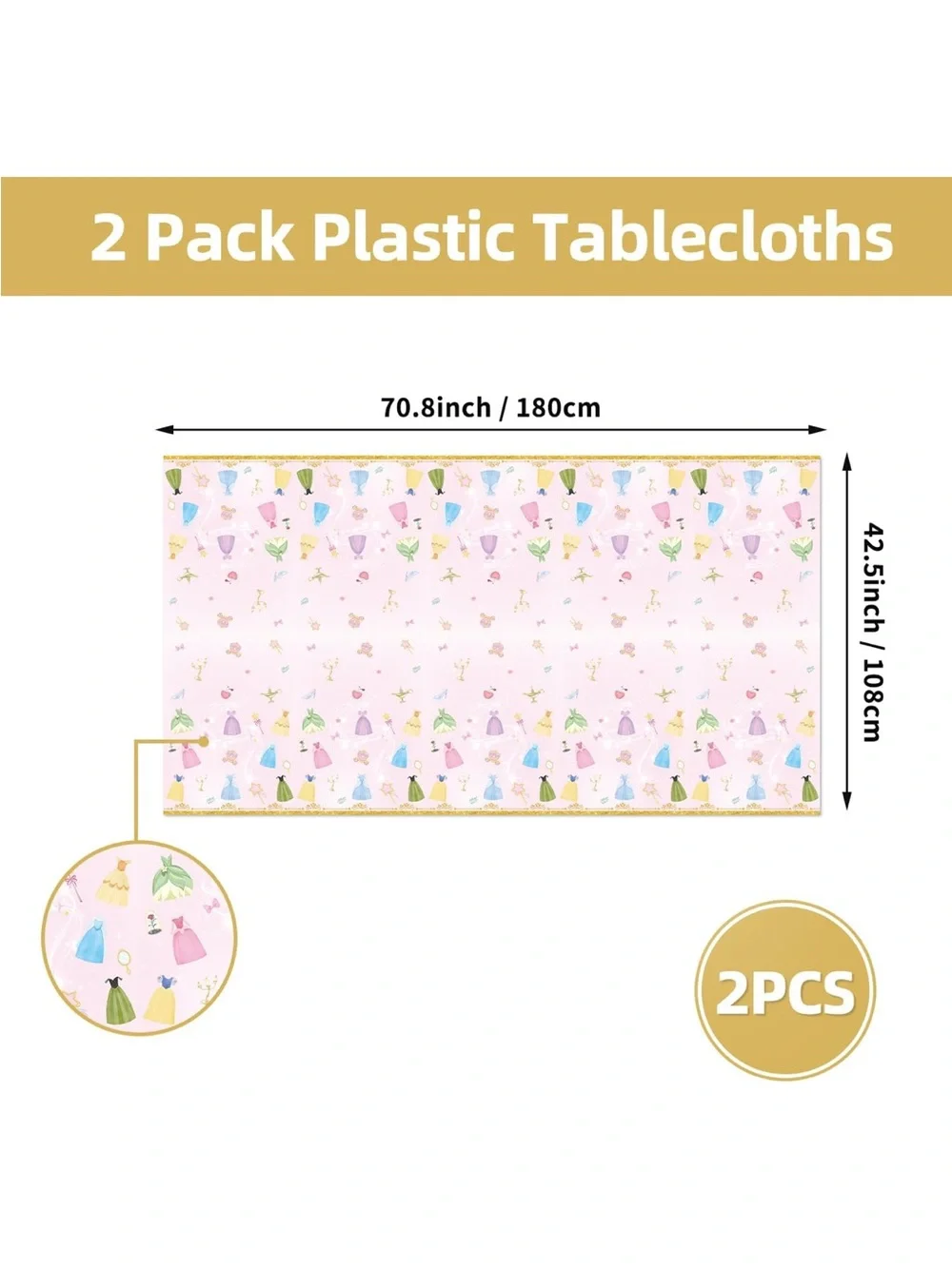 2 New Pink Princess Dress Party Tablecloth and Napkins - Home Party Supplies